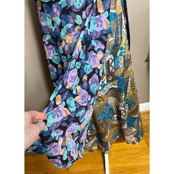 Wrap Sari Skirt Maxi Chiffon Reversible 2 Layers Boho Gypsy Colorful Womens 1 Sz - Picture 2 of 8